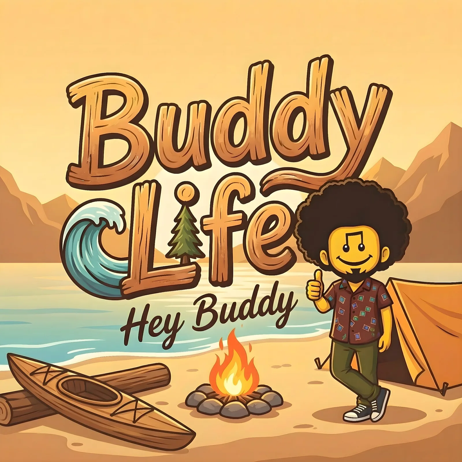 Buddy Life riverside mountain scene